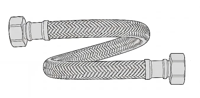 Flexible femelle-femelle raccordé entre la vanne et l'entrée du purificateur