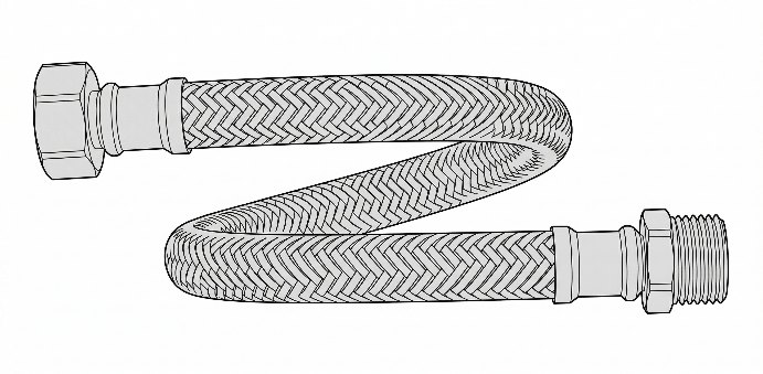 Flexible mâle-femelle raccordé entre la sortie du purificateur et le robinet